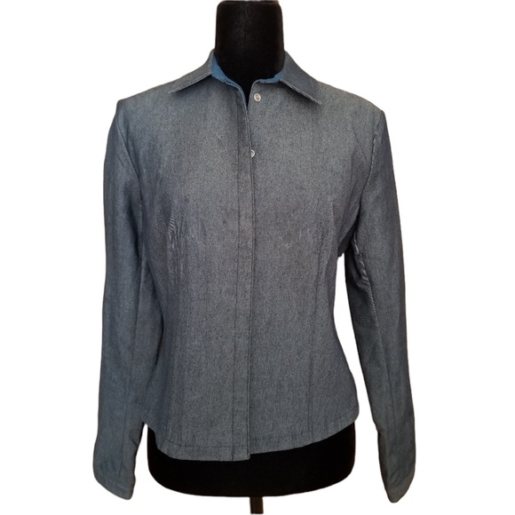 Banana Republic Stretch Blue Denim Jacket - Size 8 - Picture 1 of 5